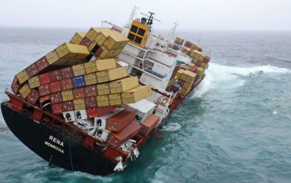 cargo ship tipping over