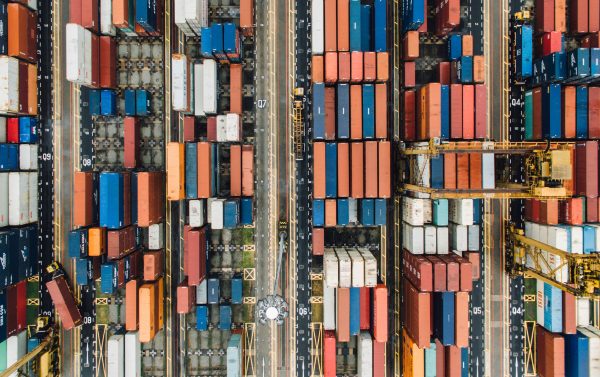 aerial view of container loading